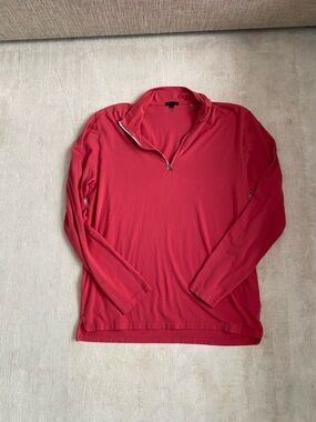Patrick Assaraf- Men's Red Quarter-Zip Long Sleeve Sweater